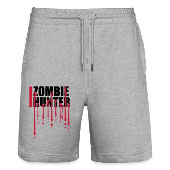 Chasseur de zombies Citation d’Halloween - Short de jogging bio TRAINER Stanley/Stella unisexe - gris chiné - Devant - Nik (191cm) & Marisol (170cm)