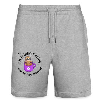 Ich trinke Kaffee - Stanley/Stella Unisex Bio Joggingshorts Trainer  - Grau meliert - Vorne - Nik (191cm) & Marisol (170cm)