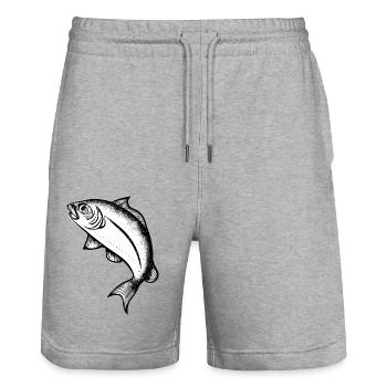 Fishing Fishing Fishing Fishing Fishing Hooks - Stanley/Stella Trainer Unisex Organic Jogging Shorts - heather grey - Front - Nik (191cm) & Marisol (170cm)