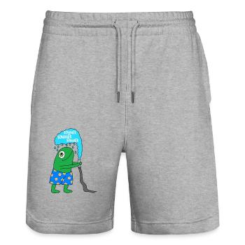 Der Sommerfrosch - Stanley/Stella Unisex Bio Joggingshorts Trainer  - Grau meliert - Vorne - Nik (191cm) & Marisol (170cm)