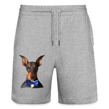 Doberman Doberman puppy dog Doberman trainer - Stanley/Stella Trainer Unisex Organic Jogging Shorts - heather grey - Front - Nik (191cm) & Marisol (170cm)