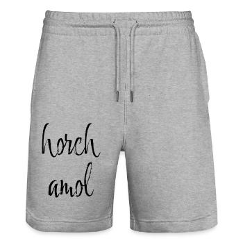 Horch Amol - Fränkischer Ausdruck - Stanley/Stella Unisex Bio Joggingshorts Trainer  - Grau meliert - Vorne - Nik (191cm) & Marisol (170cm)