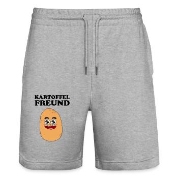 Kartoffel Freund - Stanley/Stella Unisex Bio Joggingshorts Trainer  - Grau meliert - Vorne - Nik (191cm) & Marisol (170cm)