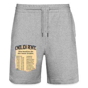 Rentner Zeitplan Tagesablauf, Endlich Rente - Stanley/Stella Unisex Bio Joggingshorts Trainer  - Grau meliert - Vorne - Nik (191cm) & Marisol (170cm)