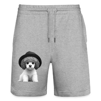 Caniche Dog Propriétaire Chien Love Poodle Puppy Puppy Puppy - Short de jogging bio TRAINER Stanley/Stella unisexe - gris chiné - Devant - Nik (191cm) & Marisol (170cm)