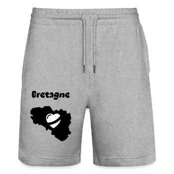 Bretagne coeur 2 - Short de jogging bio TRAINER Stanley/Stella unisexe - gris chiné - Devant - Nik (191cm) & Marisol (170cm)