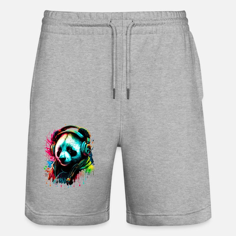 Ours panda abstrait - Short de jogging bio TRAINER Stanley/Stella unisexe - gris chiné