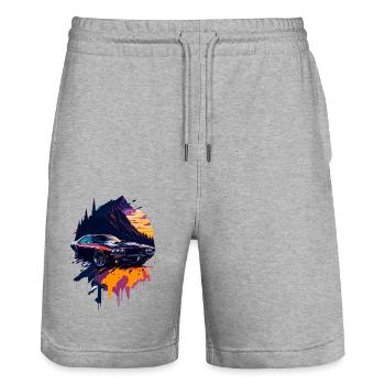 Klassischer Sportwagen - Stanley/Stella Unisex Bio Joggingshorts Trainer  - Grau meliert - Vorne - Nik (191cm) & Marisol (170cm)