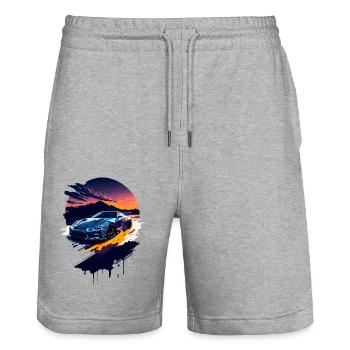 Classic sports car - Stanley/Stella Trainer Unisex Organic Jogging Shorts - heather grey - Front - Nik (191cm) & Marisol (170cm)