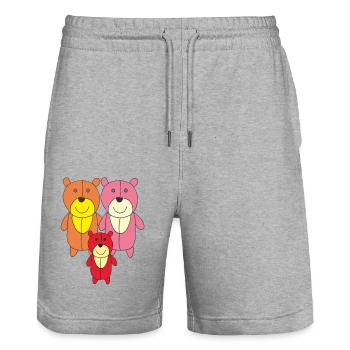 Famille Bears - Short de jogging bio TRAINER Stanley/Stella unisexe - gris chiné - Devant - Nik (191cm) & Marisol (170cm)