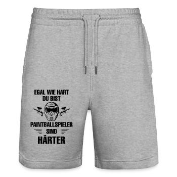 Paintball Airsoft - Stanley/Stella Unisex Bio Joggingshorts Trainer  - Grau meliert - Vorne - Nik (191cm) & Marisol (170cm)