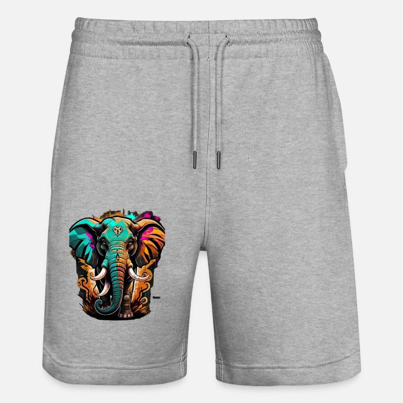 Graffiti éléphant - Short de jogging bio TRAINER Stanley/Stella unisexe - gris chiné