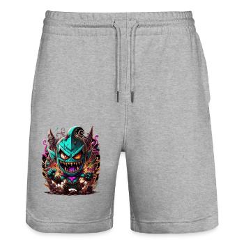 Graffiti Monster - Stanley/Stella Unisex Bio Joggingshorts Trainer  - Grau meliert - Vorne - Nik (191cm) & Marisol (170cm)