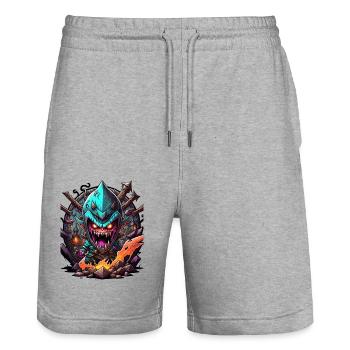 Graffiti Monster - Stanley/Stella Unisex Bio Joggingshorts Trainer  - Grau meliert - Vorne - Nik (191cm) & Marisol (170cm)