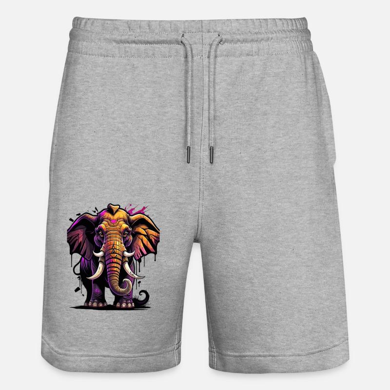 Graffiti Elefant - Stanley/Stella Unisex Bio Joggingshorts Trainer  - Grau meliert