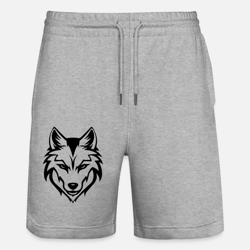 Wolf Silhouette - Stanley/Stella Unisex Bio Joggingshorts Trainer  - Grau meliert