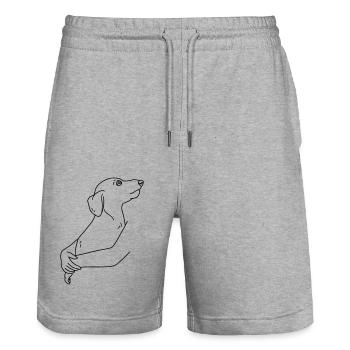 Hundeliebhaber - Stanley/Stella Unisex Bio Joggingshorts Trainer  - Grau meliert - Vorne - Nik (191cm) & Marisol (170cm)