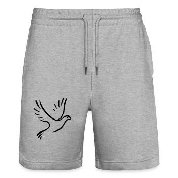Colombe de la paix - Short de jogging bio TRAINER Stanley/Stella unisexe - gris chiné - Devant - Nik (191cm) & Marisol (170cm)