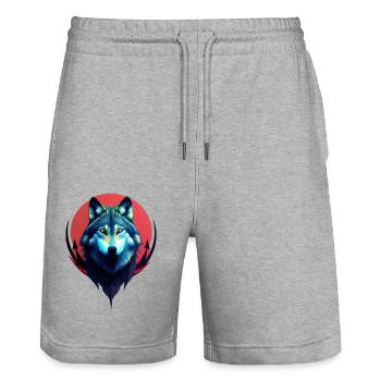 Wolf - Stanley/Stella Trainer Unisex Organic Jogging Shorts - heather grey - Front - Nik (191cm) & Marisol (170cm)