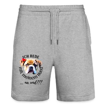 ICH rede mit meinem Hund ... na und? Hunde - Stanley/Stella Unisex Bio Joggingshorts Trainer  - Grau meliert - Vorne - Nik (191cm) & Marisol (170cm)