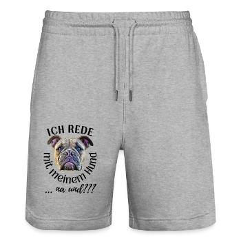 ICH rede mit meinem Hund ... na und? Hunde - Stanley/Stella Unisex Bio Joggingshorts Trainer  - Grau meliert - Vorne - Nik (191cm) & Marisol (170cm)