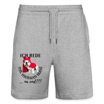 ICH rede mit meinem Hund ... na und? Hunde - Stanley/Stella Unisex Bio Joggingshorts Trainer  - Grau meliert - Vorne - Nik (191cm) & Marisol (170cm)