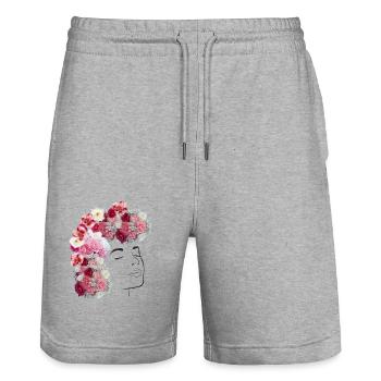 Pouvoir féminin - Short de jogging bio TRAINER Stanley/Stella unisexe - gris chiné - Devant - Nik (191cm) & Marisol (170cm)
