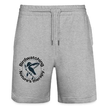Vogelbeobachtung & Naturtherapie - Stanley/Stella Unisex Bio Joggingshorts Trainer  - Grau meliert - Vorne - Nik (191cm) & Marisol (170cm)