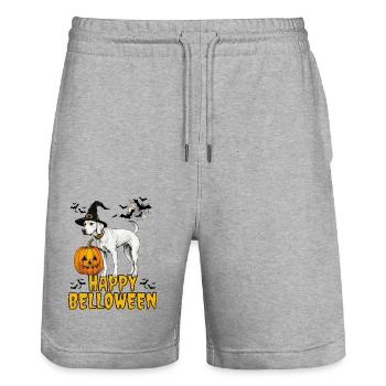 HAPPY BELLOWEEN Halloween Hund Hunde Bulldogge - Stanley/Stella Unisex Bio Joggingshorts Trainer  - Grau meliert - Vorne - Nik (191cm) & Marisol (170cm)