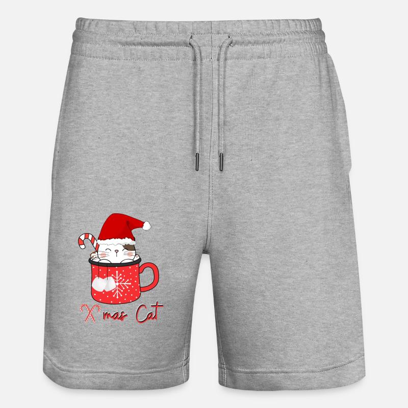Chat de Noël - Short de jogging bio TRAINER Stanley/Stella unisexe - gris chiné