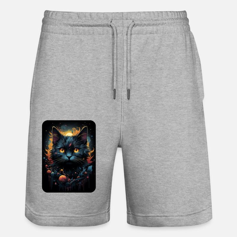 Carlos Klex der schwarze Kater - Stanley/Stella Unisex Bio Joggingshorts Trainer - Grau meliert