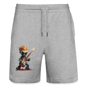 Diego der grüne Alien - Stanley/Stella Unisex Bio Joggingshorts Trainer  - Grau meliert - Vorne - Nik (191cm) & Marisol (170cm)