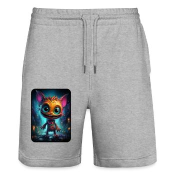 Punchy die süße Monster Lady - Stanley/Stella Unisex Bio Joggingshorts Trainer  - Grau meliert - Vorne - Nik (191cm) & Marisol (170cm)