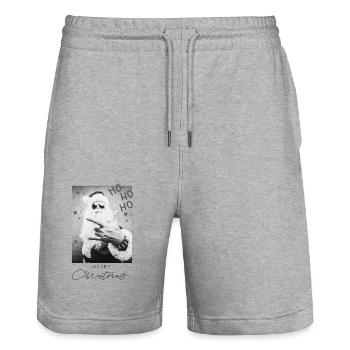 HO HO HO Merry Christmas (2) - Stanley/Stella Trainer Unisex Organic Jogging Shorts - heather grey - Front - Nik (191cm) & Marisol (170cm)