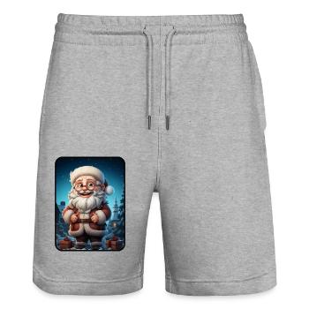 Weihnachtsmann Santa Claus - Stanley/Stella Unisex Bio Joggingshorts Trainer  - Grau meliert - Vorne - Nik (191cm) & Marisol (170cm)