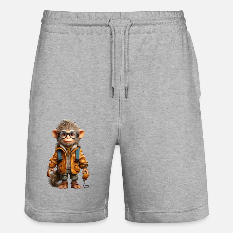 Udo der Entdecker Affe - Stanley/Stella Unisex Bio Joggingshorts Trainer  - Grau meliert