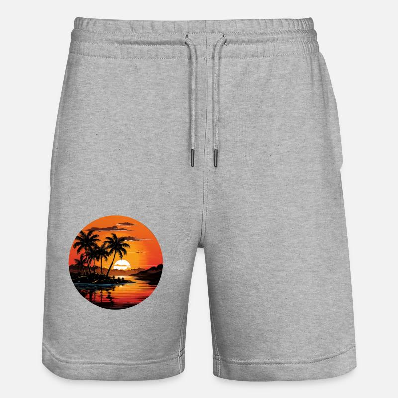 Coucher de soleil tropical - Short de jogging bio TRAINER Stanley/Stella unisexe - gris chiné