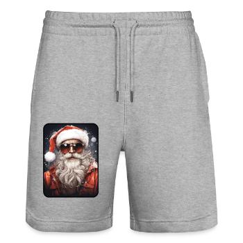 Cool Santa Claus - Stanley/Stella Trainer Unisex Organic Jogging Shorts - heather grey - Front - Nik (191cm) & Marisol (170cm)