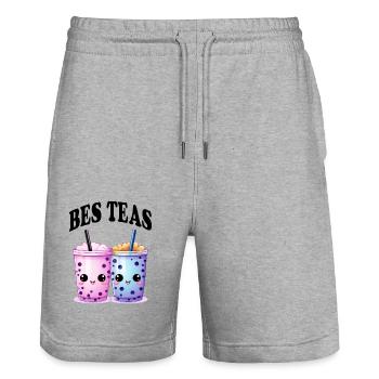 Bes Teas Bubble Tea Boba Tea - Stanley/Stella Trainer Unisex Organic Jogging Shorts - heather grey - Front - Nik (191cm) & Marisol (170cm)