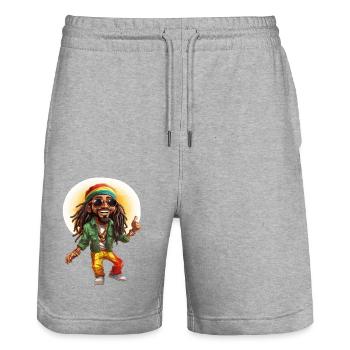 Tom the Rastafarian Reggae Style Cartoon Character. - Stanley/Stella Trainer Unisex Organic Jogging Shorts - heather grey - Front - Nik (191cm) & Marisol (170cm)
