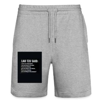 Spruch - Stanley/Stella Unisex Bio Joggingshorts Trainer  - Grau meliert - Vorne - Nik (191cm) & Marisol (170cm)