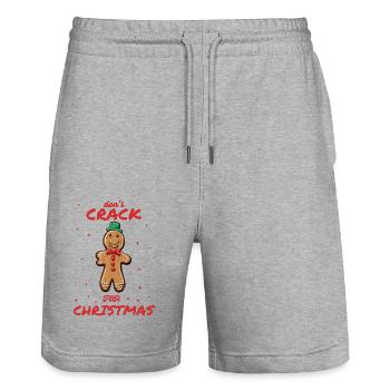 Gingerbread design: Don´t crack for Christmas - Stanley/Stella Trainer Unisex Organic Jogging Shorts - heather grey - Front - Nik (191cm) & Marisol (170cm)