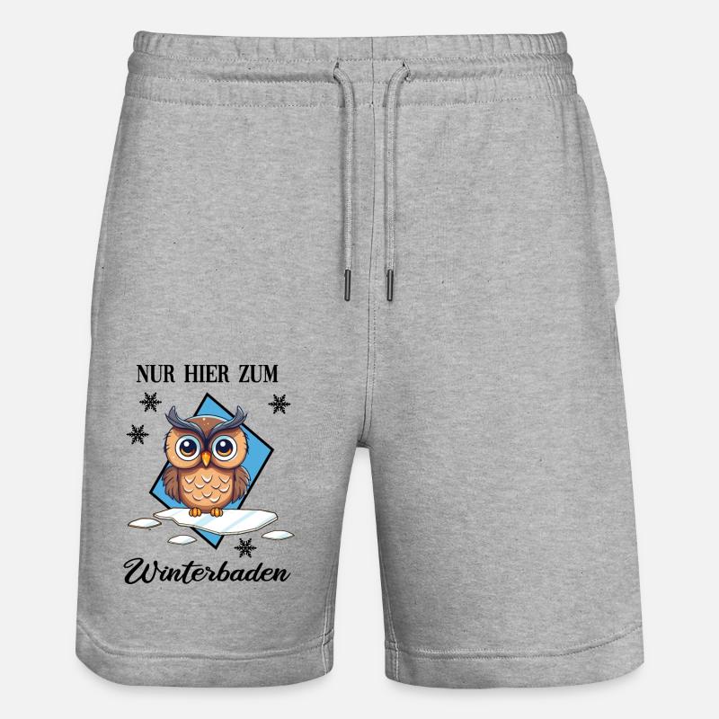 Winterbaden Eisbade-Eule Winterschwimmen Kältebad - Stanley/Stella Unisex Bio Joggingshorts Trainer  - Grau meliert