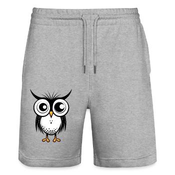 Eule - Stanley/Stella Unisex Bio Joggingshorts Trainer  - Grau meliert - Vorne - Nik (191cm) & Marisol (170cm)