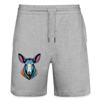 Aardvark - Stanley/Stella Trainer Unisex Organic Jogging Shorts - heather grey - Front - Nik (191cm) & Marisol (170cm)