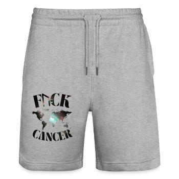 F... CK CANCER - HOPE, LOVE & FIGHT - Stanley/Stella Trainer Unisex Organic Jogging Shorts - heather grey - Front - Nik (191cm) & Marisol (170cm)