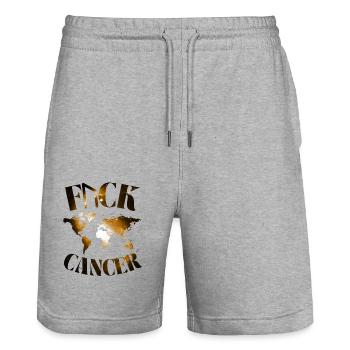 F... CK CANCER - HOPE, LOVE & FIGHT - Stanley/Stella Trainer Unisex Organic Jogging Shorts - heather grey - Front - Nik (191cm) & Marisol (170cm)