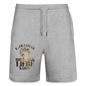 F...CK CANCER - HOFFNUNG, LIEBE & Kampf - Stanley/Stella Unisex Bio Joggingshorts Trainer  - Grau meliert - Vorne - Nik (191cm) & Marisol (170cm)