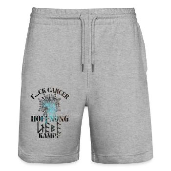 F...CK CANCER - HOFFNUNG, LIEBE & Kampf - Stanley/Stella Unisex Bio Joggingshorts Trainer  - Grau meliert - Vorne - Nik (191cm) & Marisol (170cm)