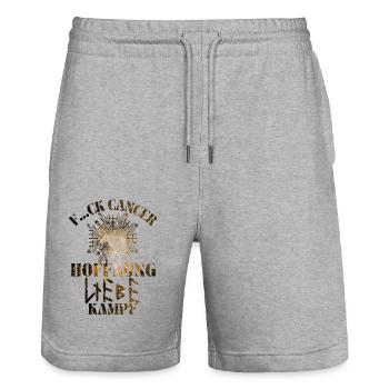F...CK CANCER - HOFFNUNG, LIEBE & Kampf - Stanley/Stella Unisex Bio Joggingshorts Trainer  - Grau meliert - Vorne - Nik (191cm) & Marisol (170cm)